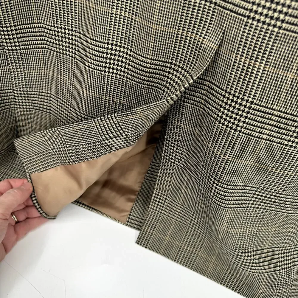 Lauren Ralph Lauren Blazer Mens 46L Tan Wool Houndstooth Sport Coat Jacket - Picture 8 of 9